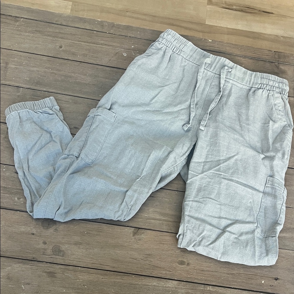 Old Navy Light Gray linen Cargo joggers
